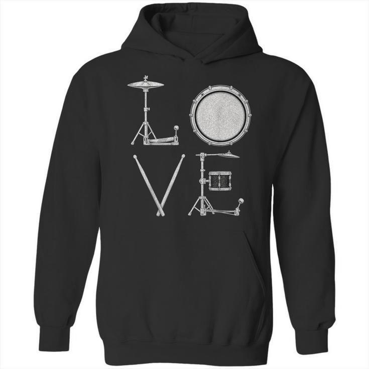 Drum Kit Love Illustration For Music Enthusiasts Unisex Hoodie