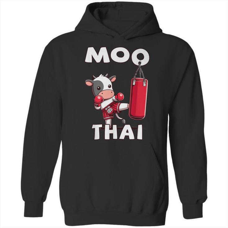 Moo Thai Muay Thai Thai Boxing For Kids Muay Thai Cow Unisex Hoodie