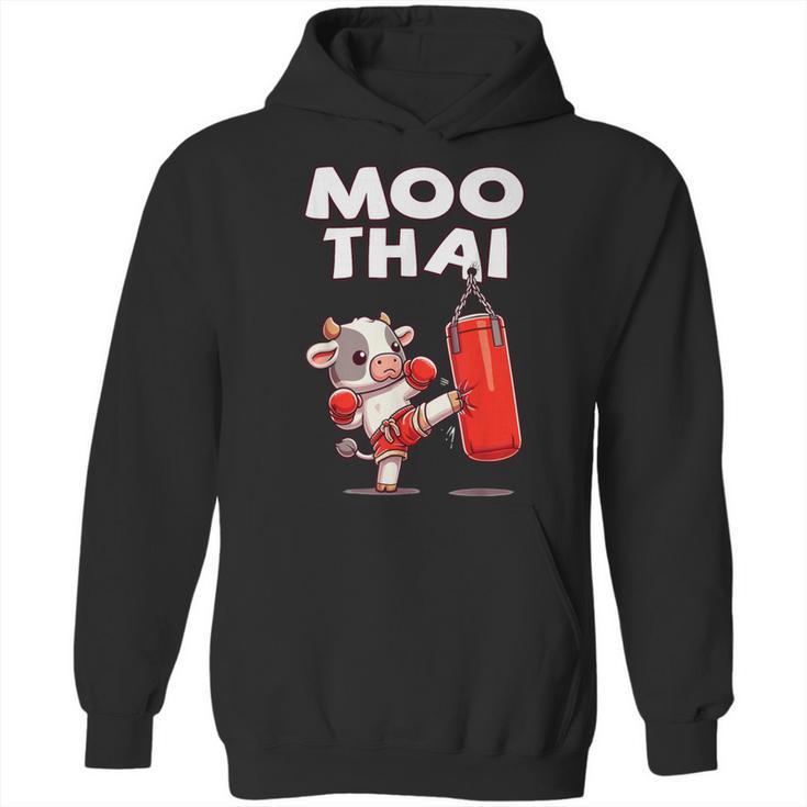 Moo Thai Muay Thai Cow Thai Boxing For Kids Muay Thai Unisex Hoodie