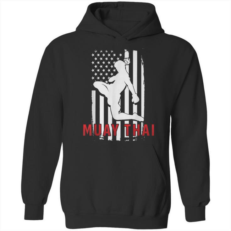 Muay Thai American Flag Fighter Patriotic Unisex Hoodie