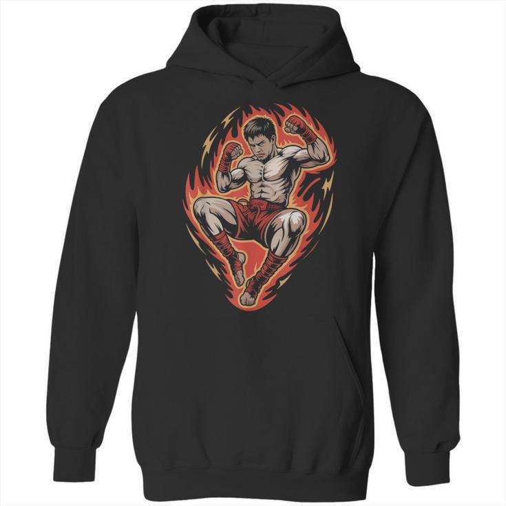 Muay Thai Fighter Teep Push Kick Minimal Line Art Clean Unisex Hoodie