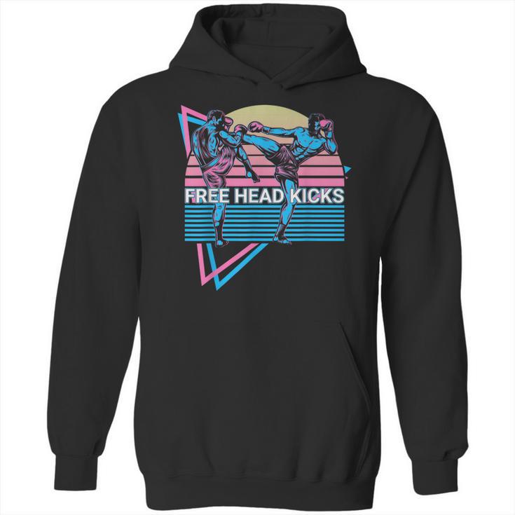 Muay Thai Kickboxing Retro Free Head Kicks Unisex Hoodie