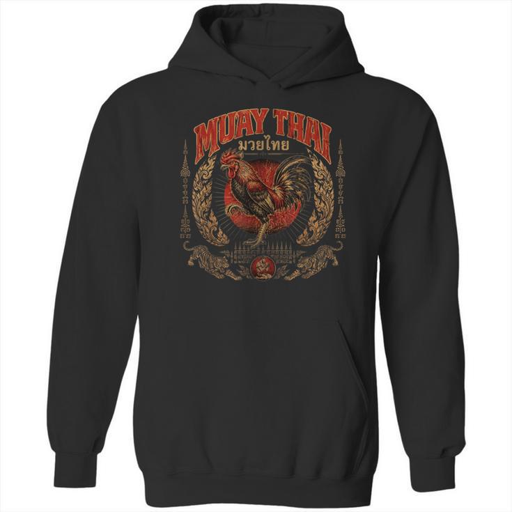 Retro Muay Thai Woman Thai Boxing Warrior Fighter Chicken Unisex Hoodie