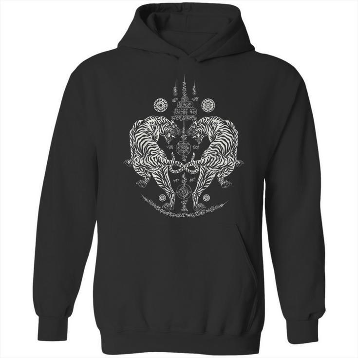 Sak Yant Thai Tattoo Twin Tiger For Muay Thai Fighter Boxing Unisex Hoodie