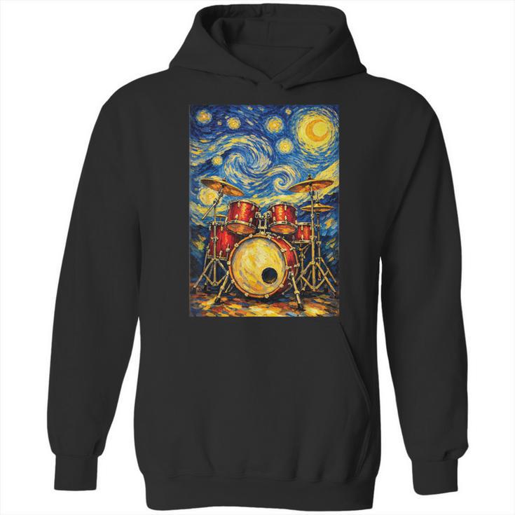 Starry Night Drum Kit Van Gogh Style Art Unisex Hoodie