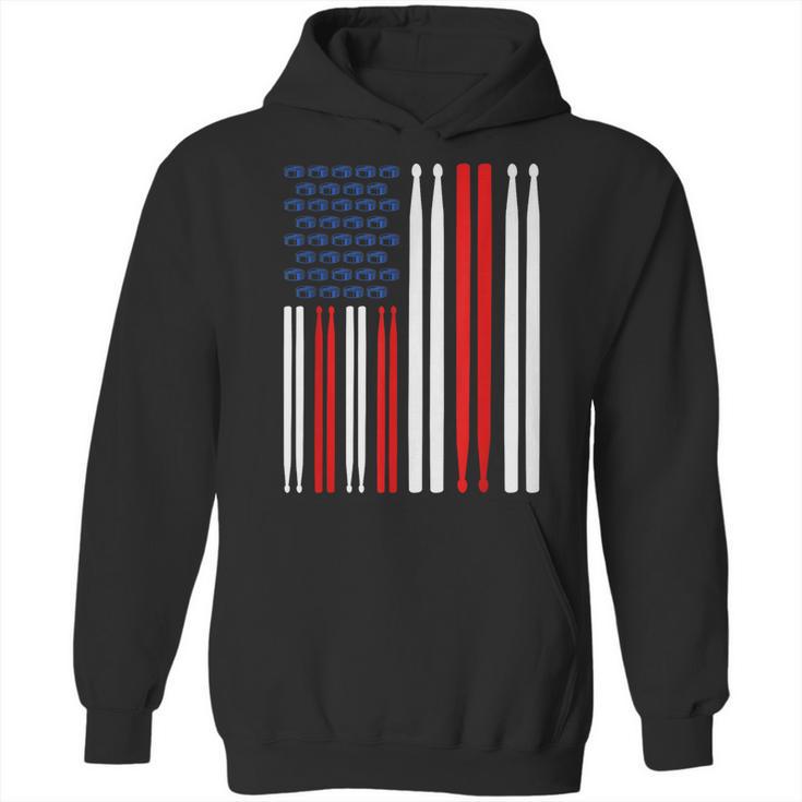 USA Flag Drummer Music Drum Kit Unisex Hoodie