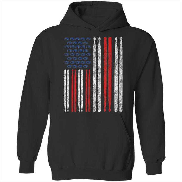 USA Flag Drumsticks Drum Kit Unisex Hoodie