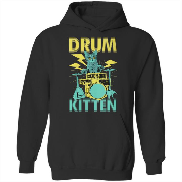 Women's Cute Drummer Cat Drum Kitten Unisex Hoodie