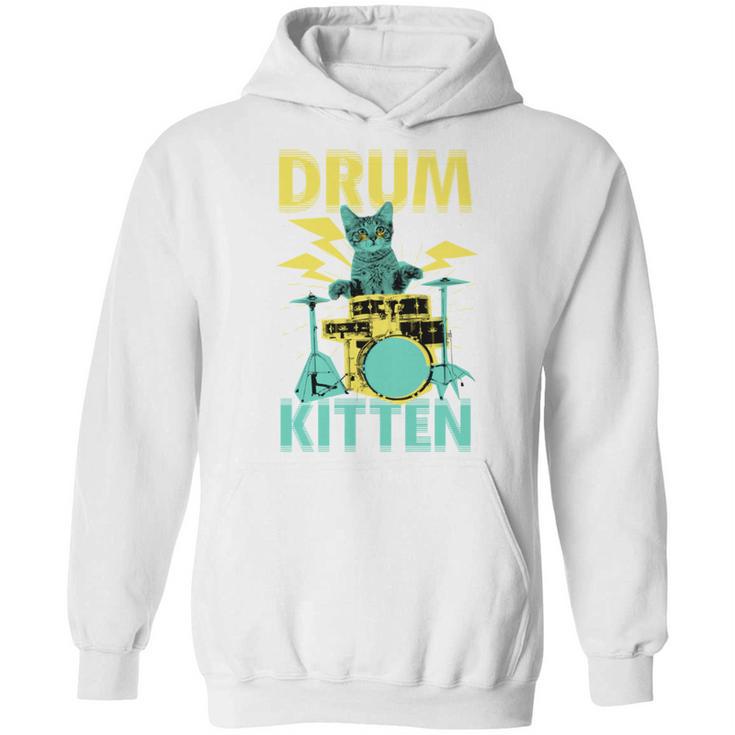 Cute Drummer Cat Drum Kitten Unisex Hoodie