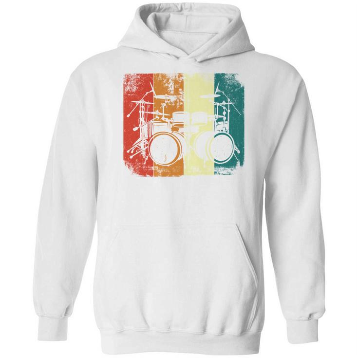 Drumset Cool Retro Vintage Drum Kit Drummer Music Percussion Unisex Hoodie