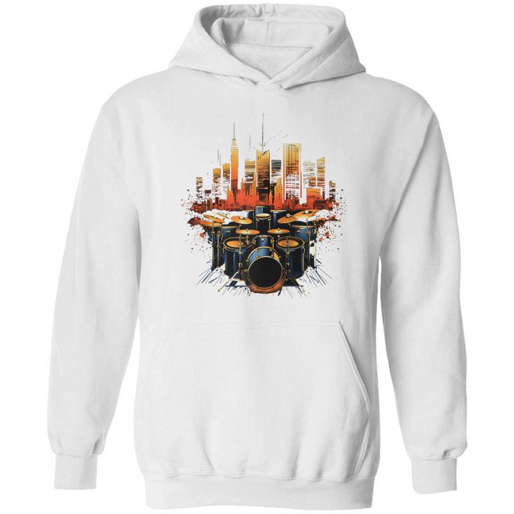 Drumset Drum Kit Music Drummer Drumming Raglan Baseball Tee Unisex Hoodie