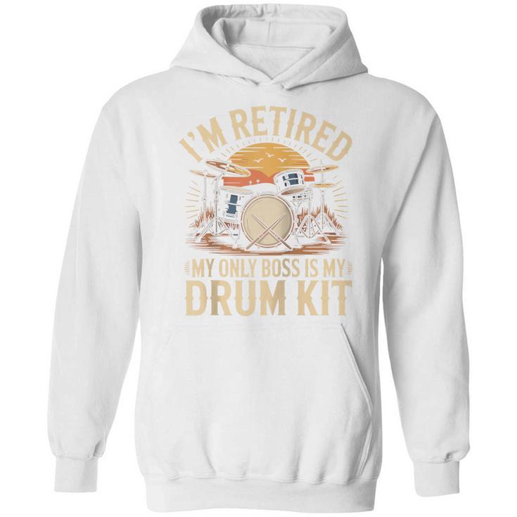 I'm Retired My Only Boss Is My Drum Kit Drums Drummer Raglan Baseball Tee Unisex Hoodie