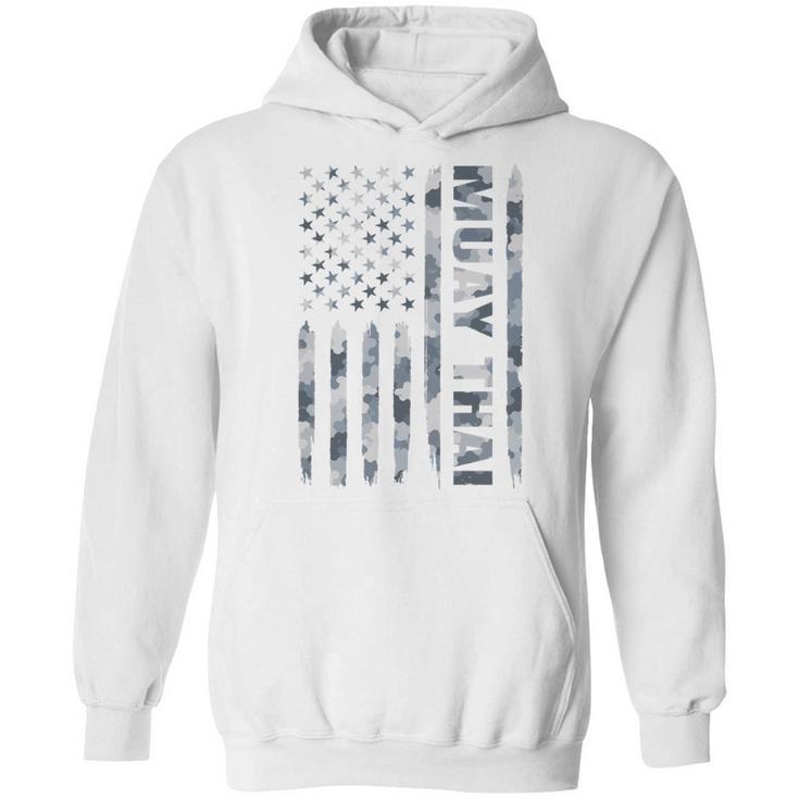 Muay Thai American Flag Camo Military Patriotic Unisex Hoodie