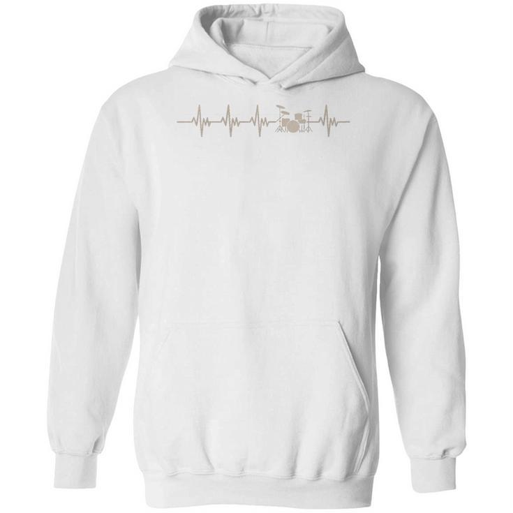 Vintage Drum Kit Heartbeat Graphic For Drummers Unisex Hoodie