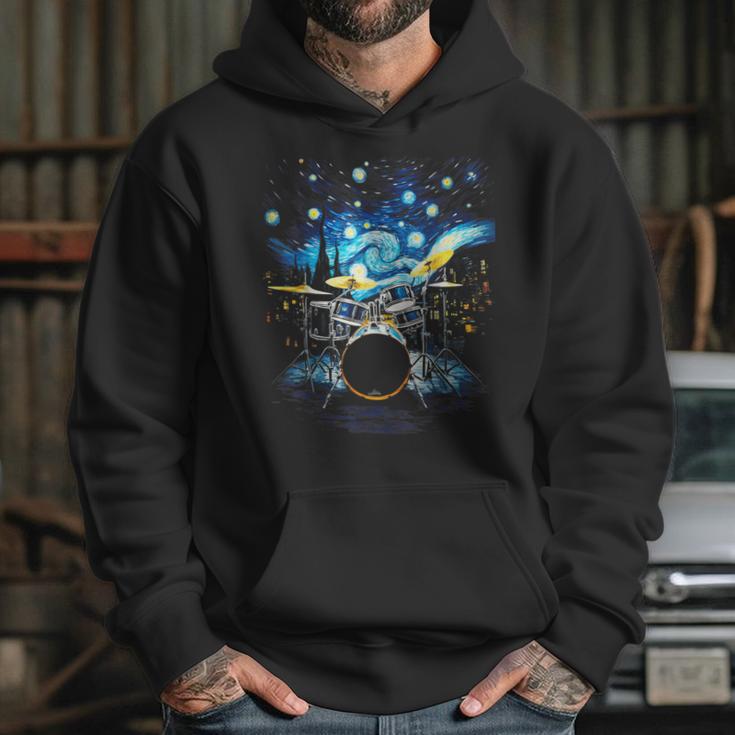 Drum Kit Percussionist Drummer Van Gogh Drums Unisex Hoodie