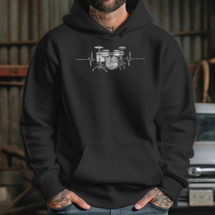 ECG Heartbeat Music Lovers Drumsticks Drum Kit Unisex Hoodie ECG Heartbeat Music Lovers Drumsticks Drum Kit Unisex Hoodie