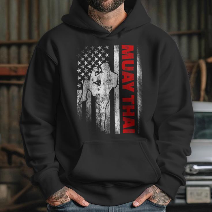 Muay Thai Boxing US American Flag Unisex Hoodie