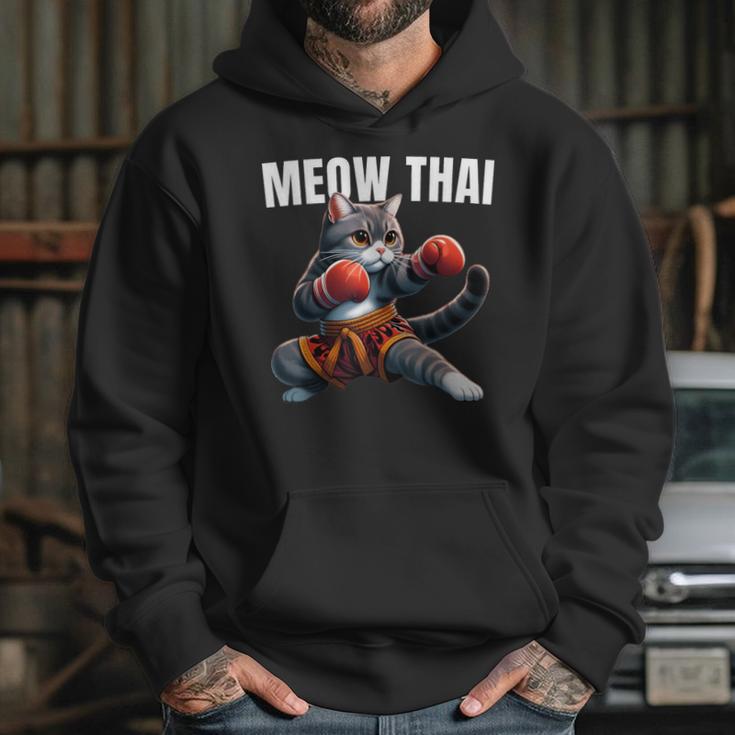 Muay Thai Cat Meow Thai Boxing Martial Art Kids Unisex Hoodie