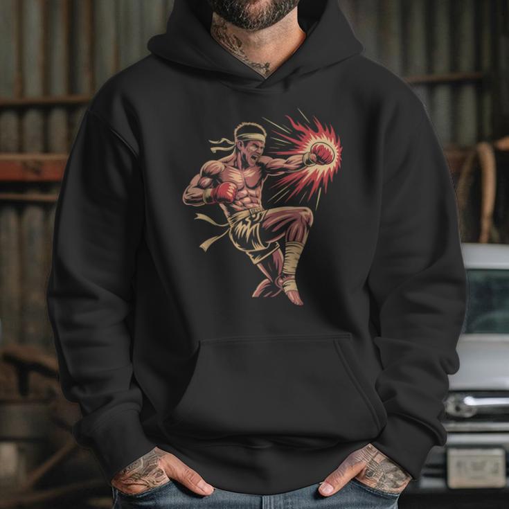 Muay Thai Fighter Southpaw Stance Minimal Silhouette Clean Unisex Hoodie