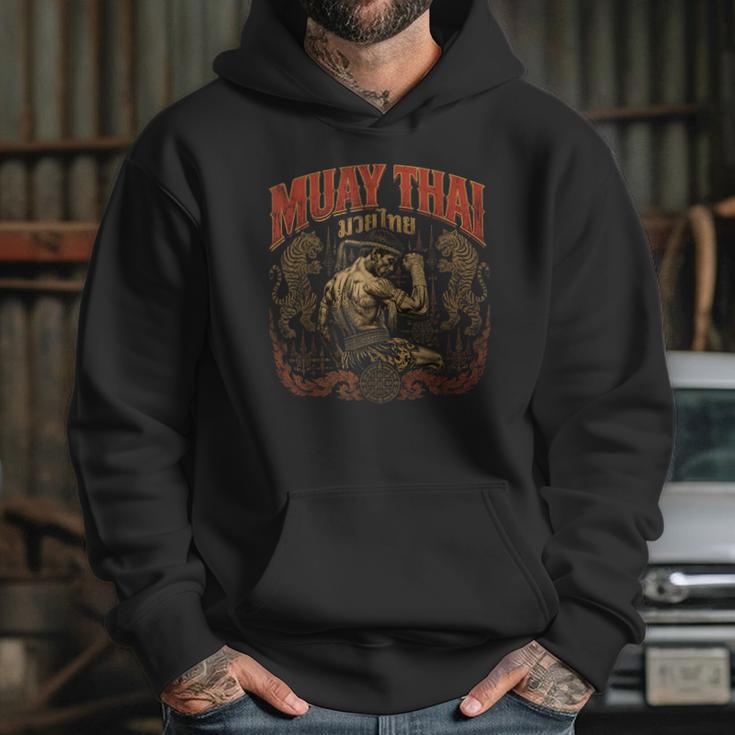 Muay Thai Grandpa Vintage Thai Boxing Fighter Art Unisex Hoodie