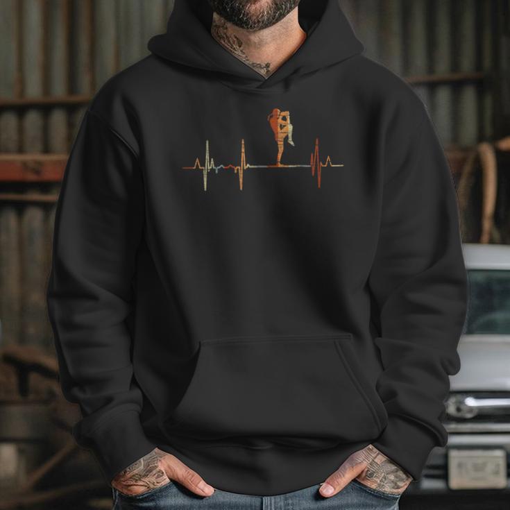 Muay Thai Heartbeat Vintage ECG Cardiogram Retro Unisex Hoodie