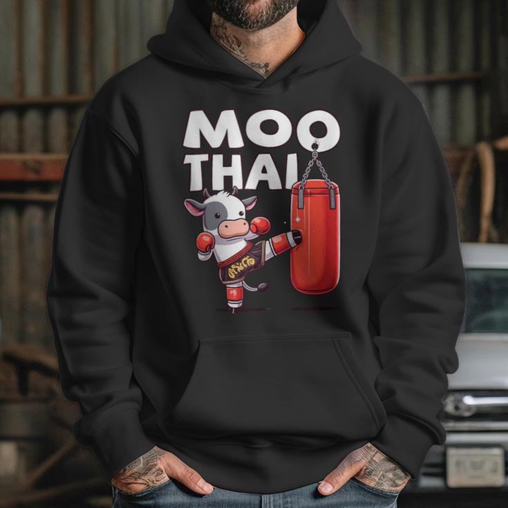 Muay Thai Moo Thai Thai Boxing For Youth Muay Thai Cow Unisex Hoodie