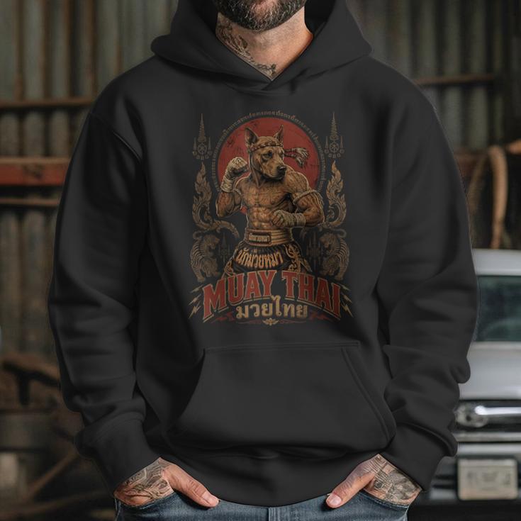 Muay Thai Roots Vintage Thai Boxing Fighter Thailand Dog Unisex Hoodie