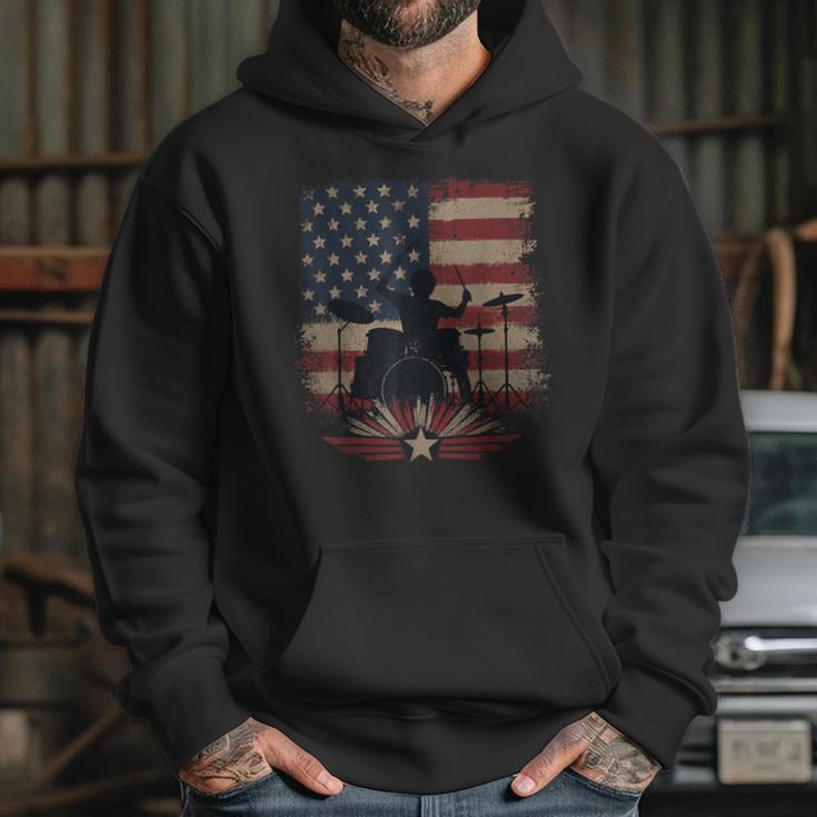 Patriotic Drum Kit Silhouette American Flag Unisex Hoodie Patriotic Drum Kit Silhouette American Flag Unisex Hoodie
