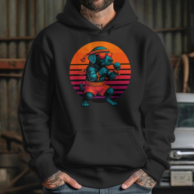 Retro Dog With Gloves Muay Thai Fighter Unisex Hoodie