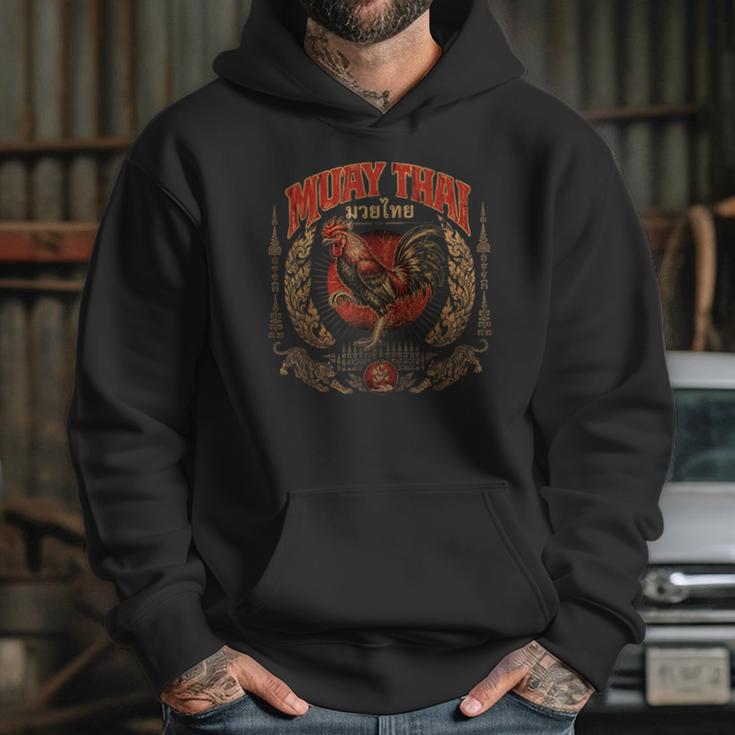 Retro Muay Thai Woman Thai Boxing Warrior Fighter Chicken Unisex Hoodie