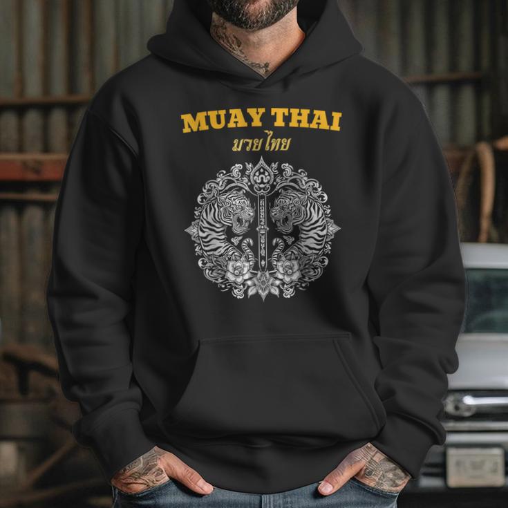 Sak Yant Muay Thai Art Tattoo Twin Tiger Kickboxing Thailand Unisex Hoodie