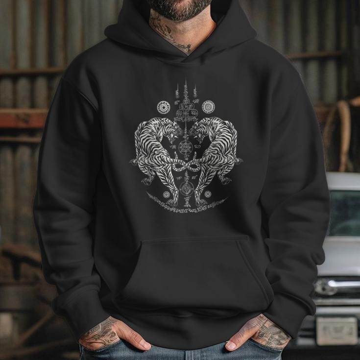 Sak Yant Thai Tattoo Twin Tiger For Muay Thai Fighter Boxing Unisex Hoodie Sak Yant Thai Tattoo Twin Tiger For Muay Thai Fighter Boxing Unisex Hoodie