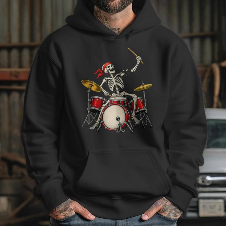 Skeleton Drummer Skull Drum Kit Halloween Sleeveless Unisex Hoodie