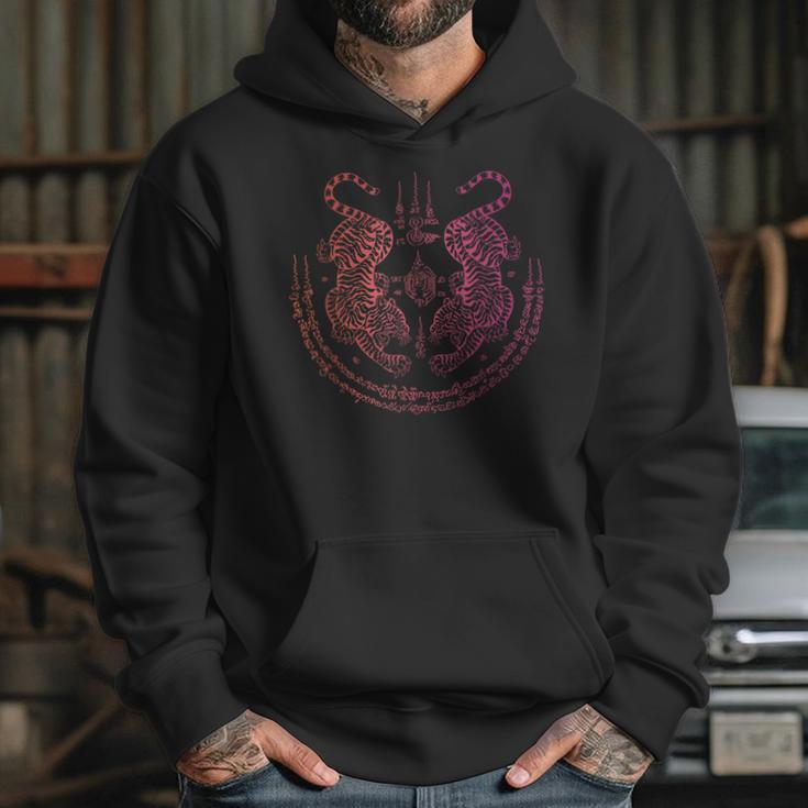 Thai Tattoo Twin Tiger Sak Yant Muay Thai Thailand Graphic Unisex Hoodie