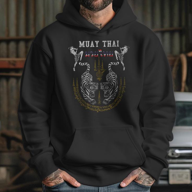 Twin Tiger Sak Yant Muay Thai Fighter Tee Martial Art Unisex Hoodie