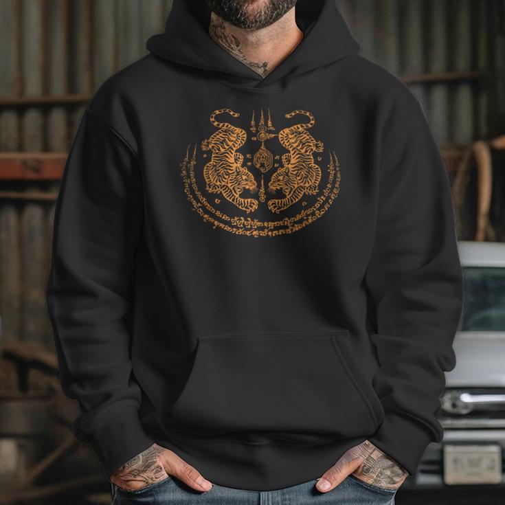 Twin Tiger Sak Yant Tattoo Muay Thai Thai Martial Arts Unisex Hoodie