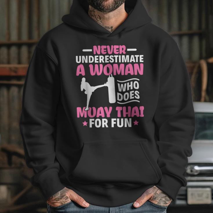 Never Underestimate A Woman Thai Boxing Muay Thai Fighter Unisex Hoodie Never Underestimate A Woman Thai Boxing Muay Thai Fighter Unisex Hoodie