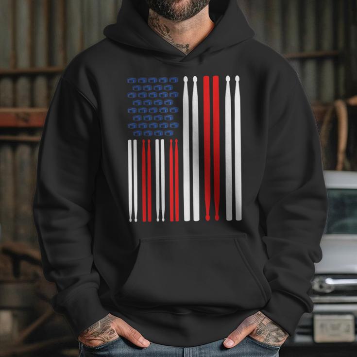 USA Flag Drummer Music Drum Kit Unisex Hoodie USA Flag Drummer Music Drum Kit Unisex Hoodie