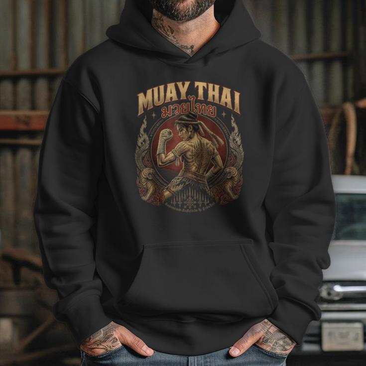 Vintage Muay Thai Flag Thailand Thai Boxing Fighter Unisex Hoodie