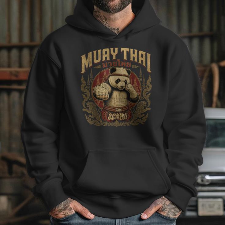 Vintage Muay Thai Gym Thai Boxing Training Fighter Panda Unisex Hoodie