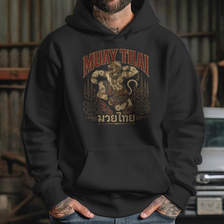 Vintage Muay Thai Spirit Thai Boxing Fighter Soul Monkey Unisex Hoodie