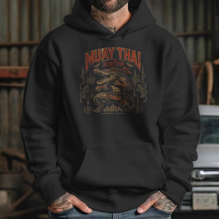 Vintage Muay Thai Wai Kru Thai Boxing Ritual Art Crocodile Unisex Hoodie Vintage Muay Thai Wai Kru Thai Boxing Ritual Art Crocodile Unisex Hoodie