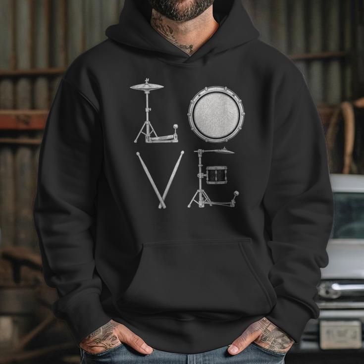 Women's Drum Kit Love Illustration For Music Enthusiasts Unisex Hoodie