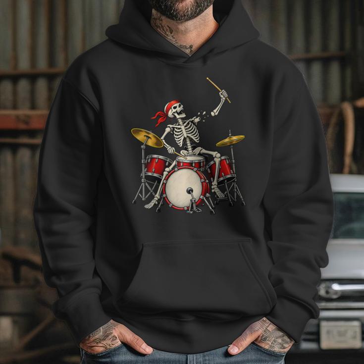 Women's Skeleton Drummer Skull Drum Kit Halloween Unisex Hoodie