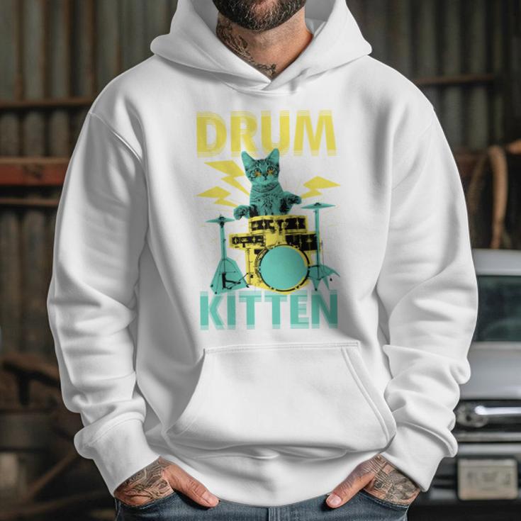 Cute Drummer Cat Drum Kitten Unisex Hoodie