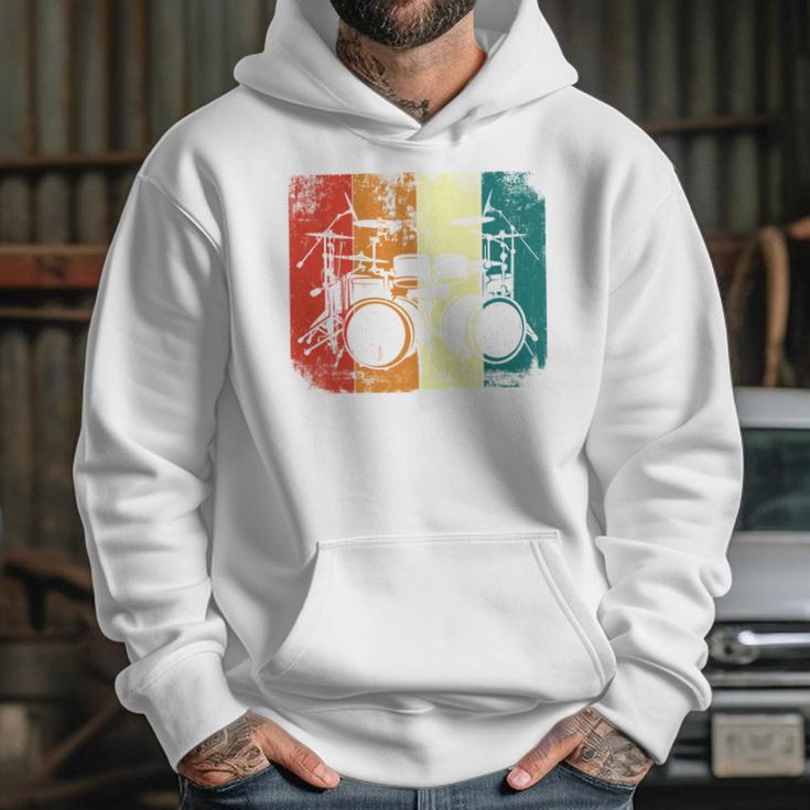 Drumset Cool Retro Vintage Drum Kit Drummer Music Percussion Unisex Hoodie Drumset Cool Retro Vintage Drum Kit Drummer Music Percussion Unisex Hoodie