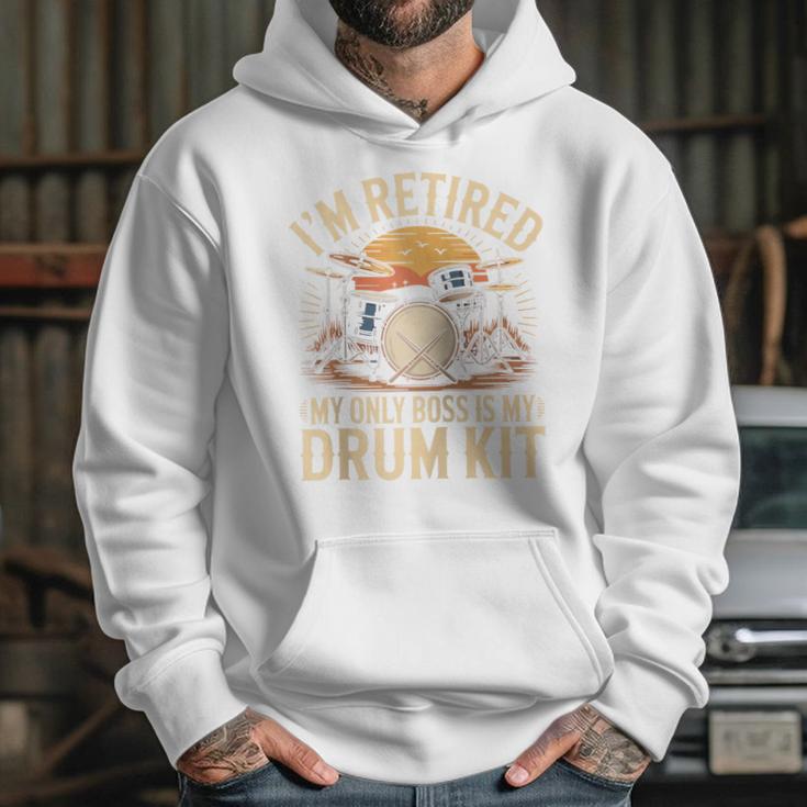 I'm Retired My Only Boss Is My Drum Kit Drums Drummer Raglan Baseball Tee Unisex Hoodie I'm Retired My Only Boss Is My Drum Kit Drums Drummer Raglan Baseball Tee Unisex Hoodie