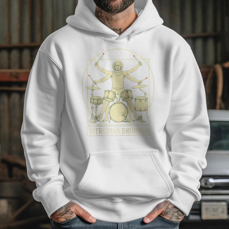 Vitruvian Drummer Drum Kit Music Lover Musician Men Raglan Baseball Tee Unisex Hoodie