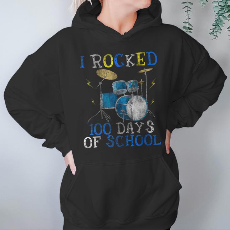 100th Day Of SchoolShirt Happy 100 Days Drum Kit Music Unisex Hoodie