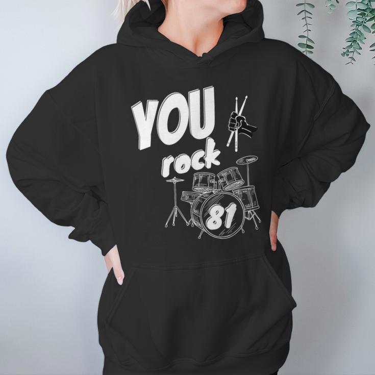 Drum Kit Drummer 81 Years 81st Birthday Men Women Unisex Hoodie